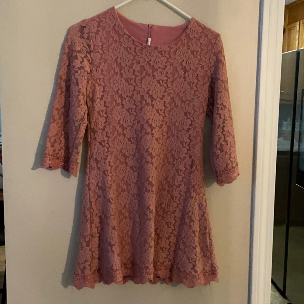 Dusty Rose lace girls dress